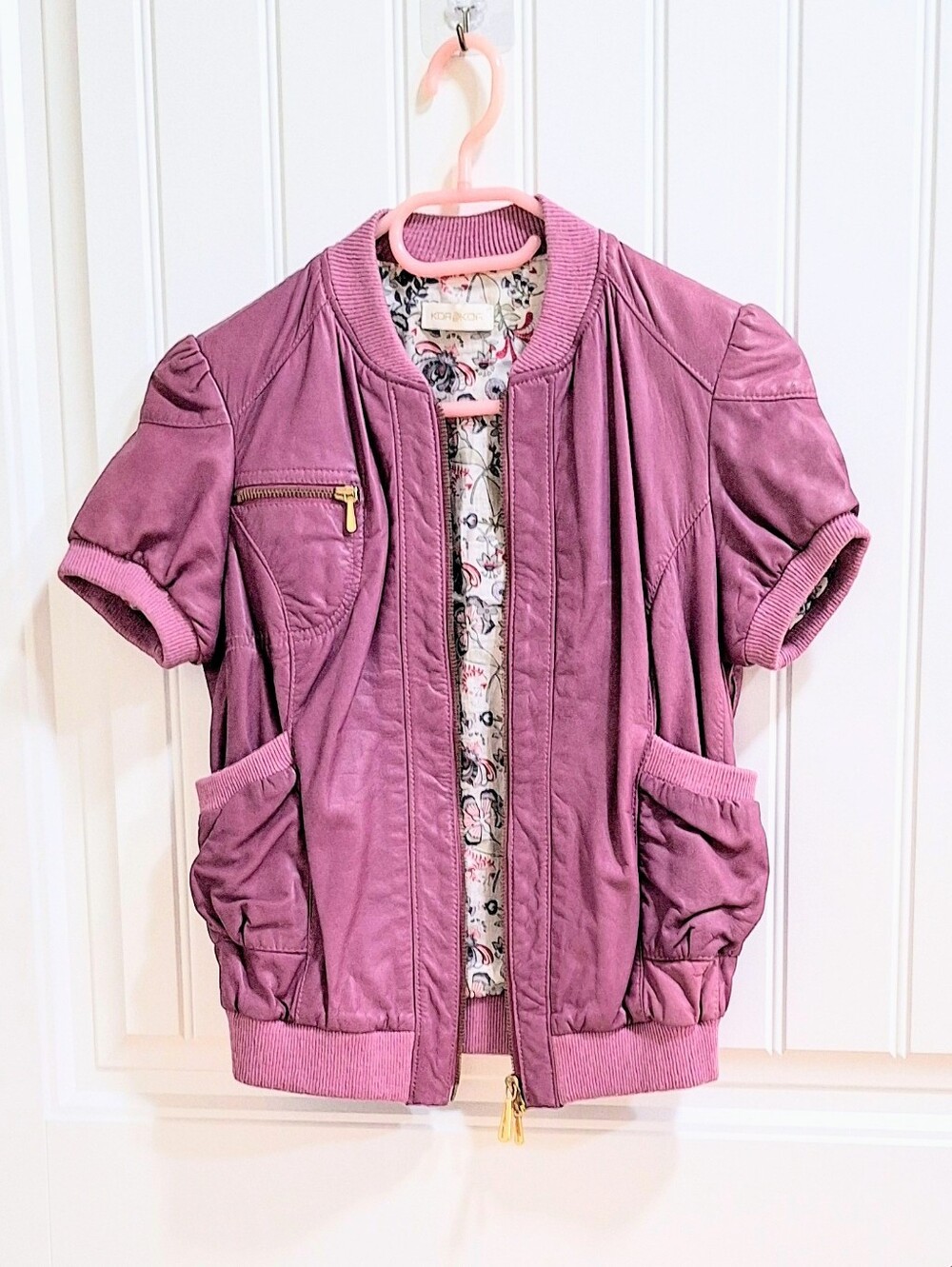 EUC KOR@KOR Italy Soft Purple Genuine Leather Short Sleeve XS